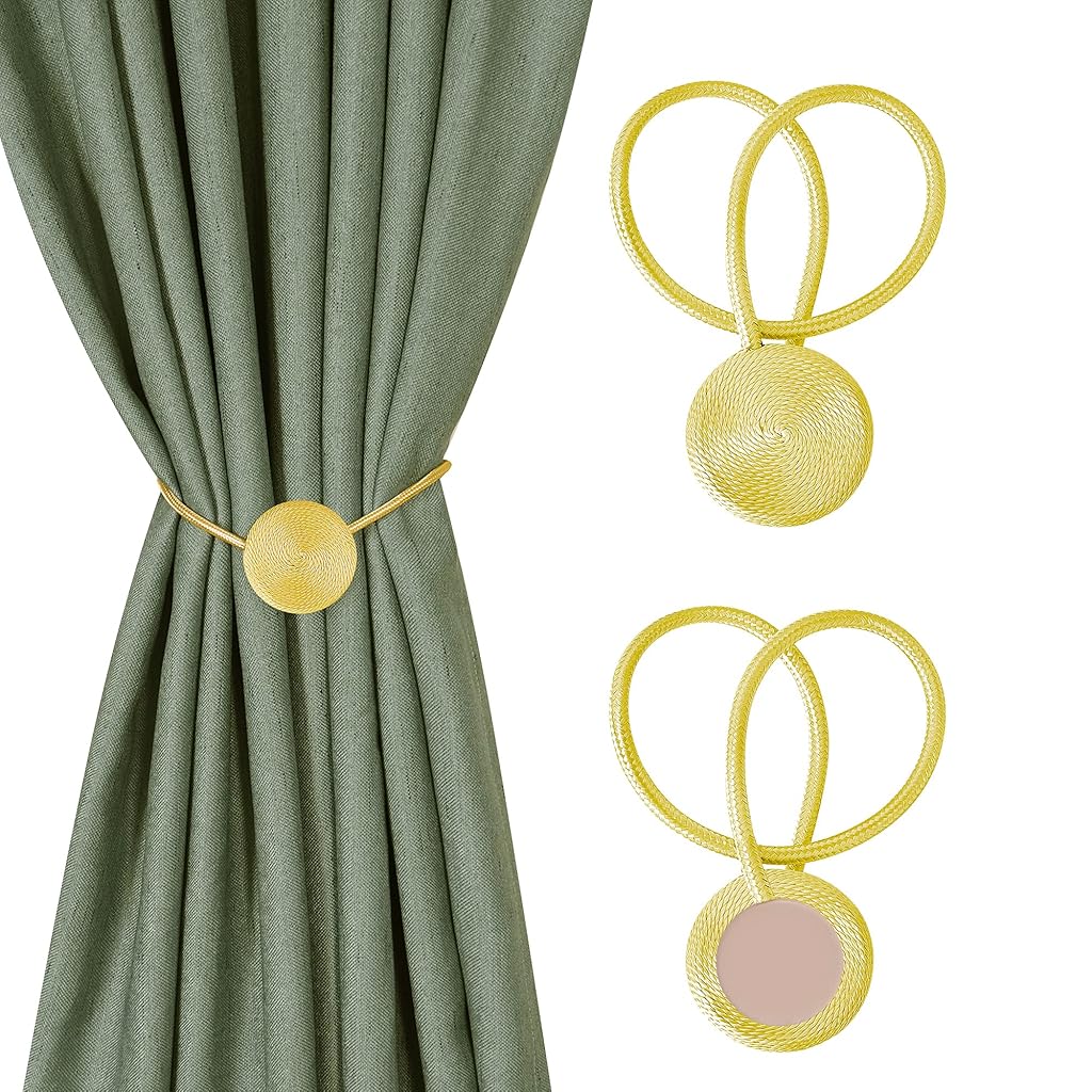 HASTHIP® 2PCS Magnetic Curtain Tiebacks Decorative Curtain Holder Tie Backs Rope Curtain Clip Curtain Buckle, Window Drapery Tie Backs Holder HASTHIP® 2PCS Magnetic Curtain Tiebacks Decorative Curtain Holder Tie Backs Rope Curtain Clip Curtain Buckle, Window Drapery Tie Backs Holder